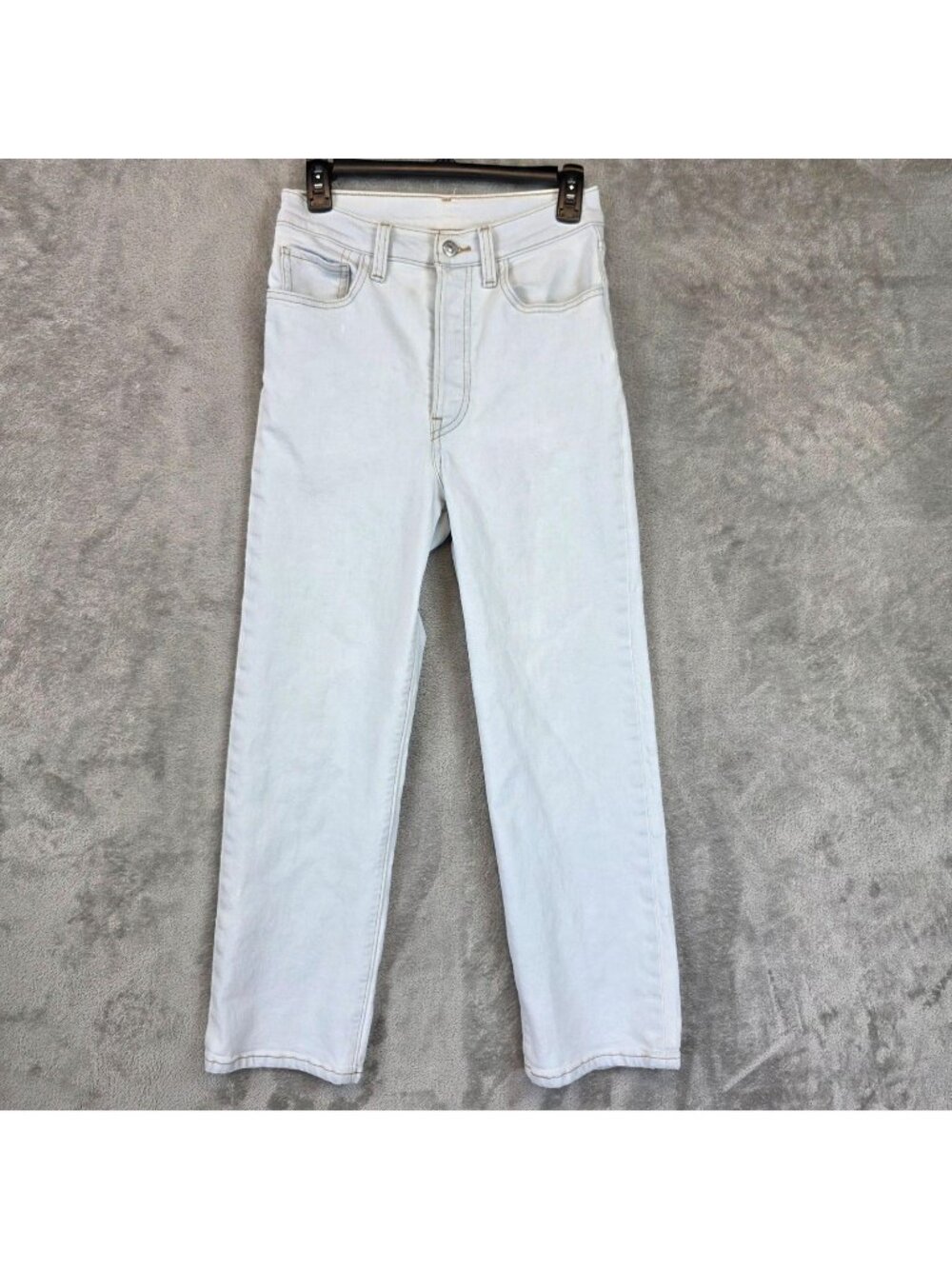 Levis Straight Jeans Womens 27 Blue Light Wash High Rise Button Fly Denim